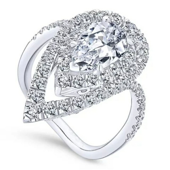 New Silver Double Water Drop Ring - Picture 4 of 4